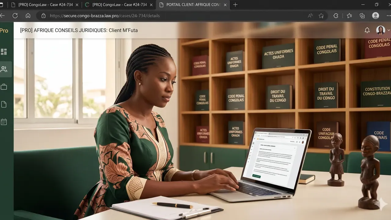 Un professionnel du droit utilise la plateforme Mibeko Pro